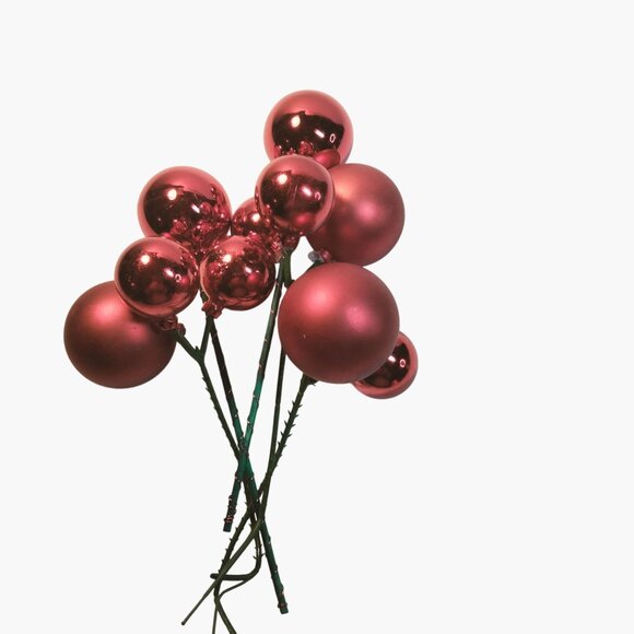 Red Ball Ornament Floral Picks Crafting Christmas Decoration lot 5 - Picture 1 of 10